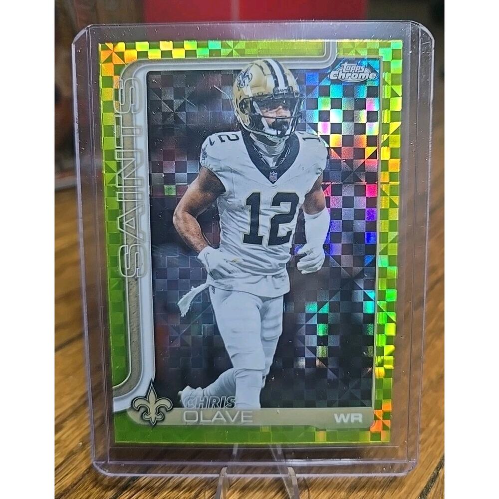 Topps Chrome 2025 Chris Olave Lime Green X-Fractor #216 New Orleans Saints